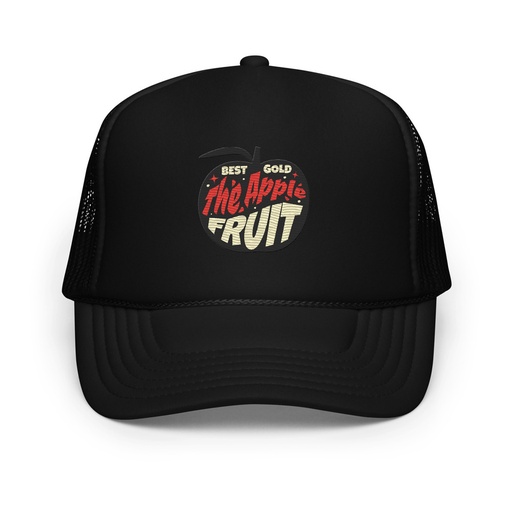 [ID: 627-G97] Apple Fruit - Typographic Lettering Foam Trucker Hat