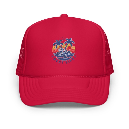 [ID: 627-G168] Beach Life Best Life Foam Trucker Hat