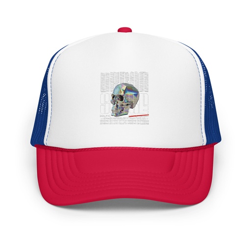 [ID: 627-G213] Black 3D Skull Foam Trucker Hat