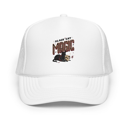 [ID: 627-G214] Black Cat Magic Foam Trucker Hat