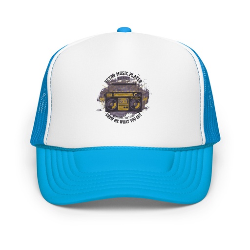 [ID: 627-G253] Boombox Music Player - Retro Foam Trucker Hat