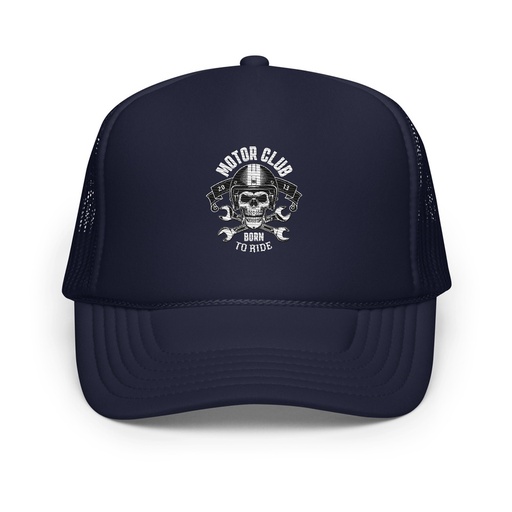 [ID: 627-G268] Born to Ride - Biker Club Skull  Foam Trucker Hat