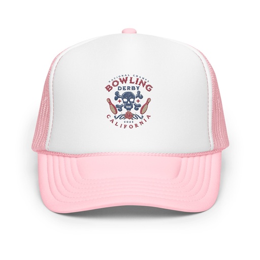 [ID: 627-G276] Bowling Derby Champs - Grunge Skull Foam Trucker Hat