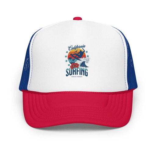 [ID: 627-G318] California Surfing - Palm Beach Foam Trucker Hat