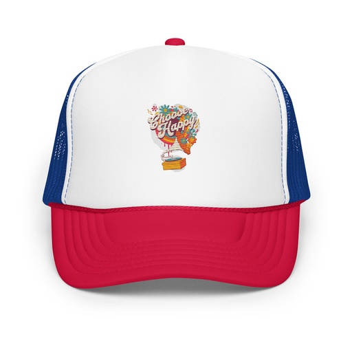 [ID: 627-G370] Choose Happy - Retro Music Foam Trucker Hat