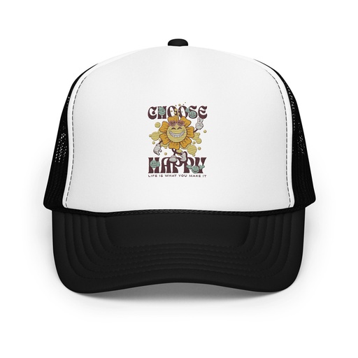 [ID: 627-G371] Choose Happy Foam Trucker Hat