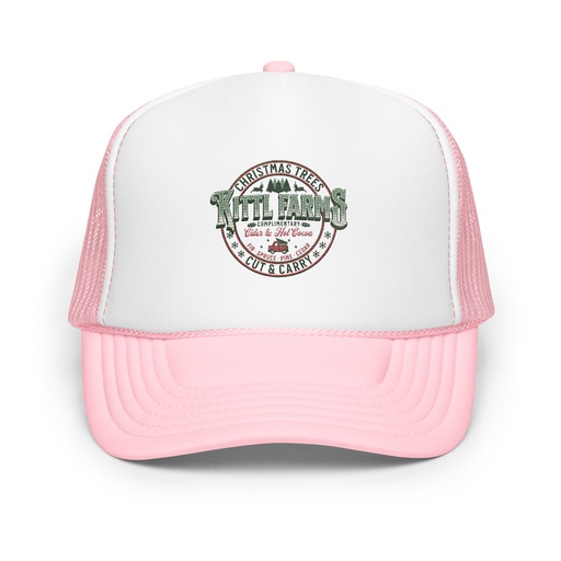 [ID: 627-G376] Christmas Tree Farm - Vintage Holiday Badge Foam Trucker Hat