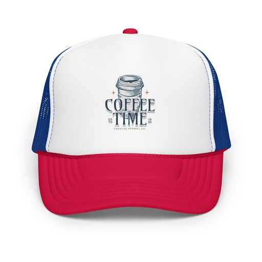 [ID: 627-G404] Coffee Time Foam Trucker Hat