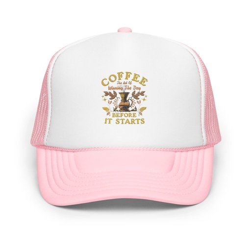 [ID: 627-G405] Coffee, The art of Winning The Day Foam Trucker Hat