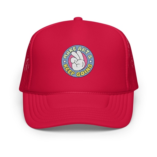 [ID: 627-G408] Colorful Fun Retro Style Badge Foam Trucker Hat