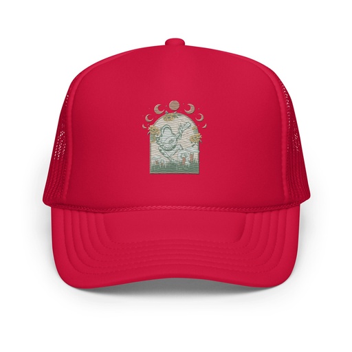 [ID: 627-G426] Cottagecore Frog Botanical Foam Trucker Hat