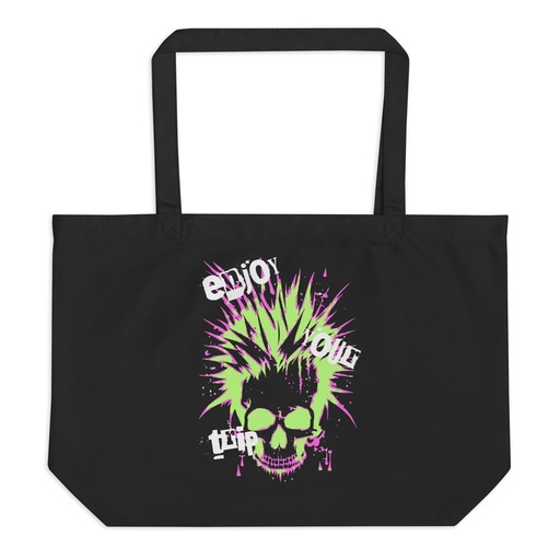 [ID: 378-G3] 'Enjoy Your Trip' Punk Skull Large Eco Tote