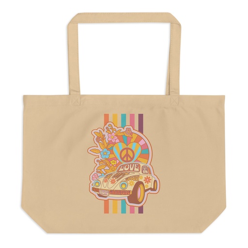 [ID: 378-G10] 60s flower power Large Eco Tote