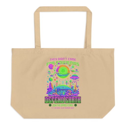 [ID: 378-G38] Alien Invasion Large Eco Tote