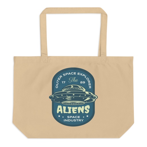 [ID: 378-G40] Aliens Outer Space Explorer - UFO Large Eco Tote