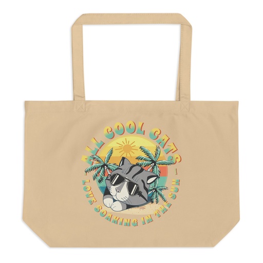 [ID: 378-G43] All Cool Cats - Sunset Beach Large Eco Tote