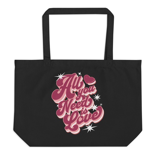 [ID: 378-G50] All You Need is Love - Retro Valentines Day Large Eco Tote