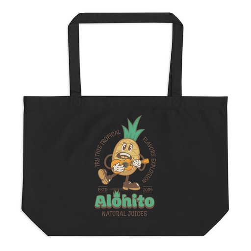 [ID: 378-G54] Alohito Natural Juices - Pineapple Mascot Large Eco Tote