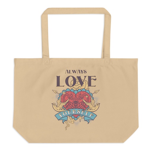 [ID: 378-G56] Always Love Yourself - Retro Inspirational Quote Large Eco Tote