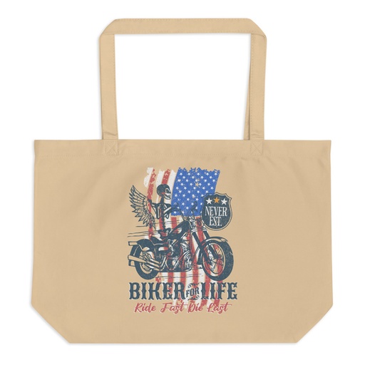 [ID: 378-G65] American Biker for Life Large Eco Tote