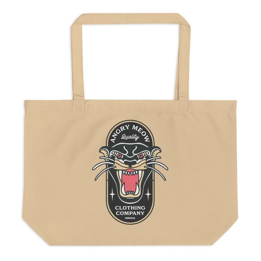 [ID: 378-G84] Angry Meow Clothing Company - Panther Large Eco Tote