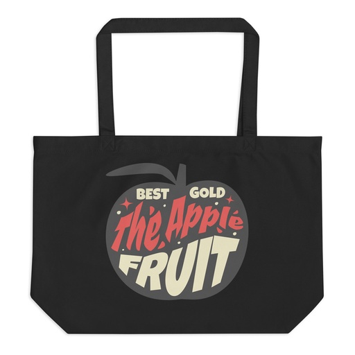 [ID: 378-G97] Apple Fruit - Typographic Lettering Large Eco Tote