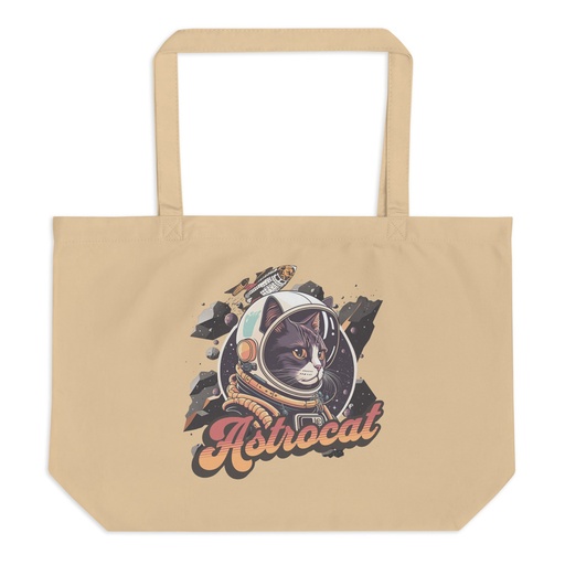 [ID: 378-G108] Astrocat - Retro graphic Large Eco Tote