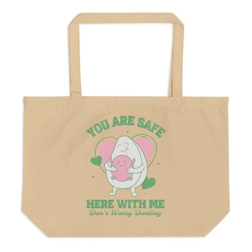 [ID: 378-G118] Avo Love - Typographic Cartoon Streetwear Large Eco Tote