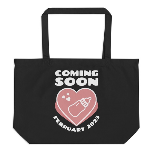 [ID: 378-G121] Baby Announcement - Feeding Bottle Large Eco Tote