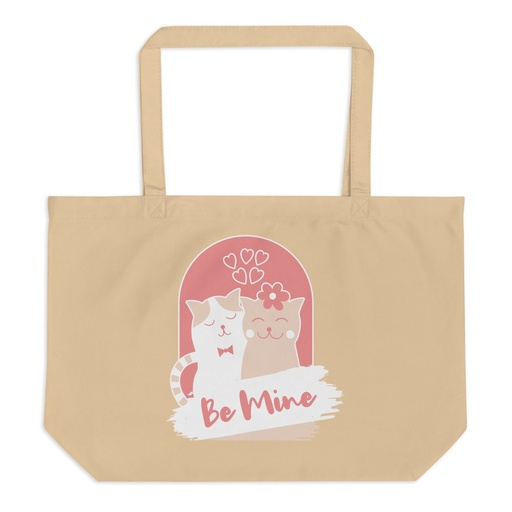 [ID: 378-G157] Be Mine - Cute Cat Couple Large Eco Tote