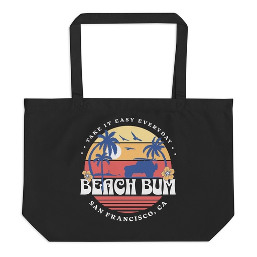 [ID: 378-G164] Beach Bum - Sunset Surfing Large Eco Tote