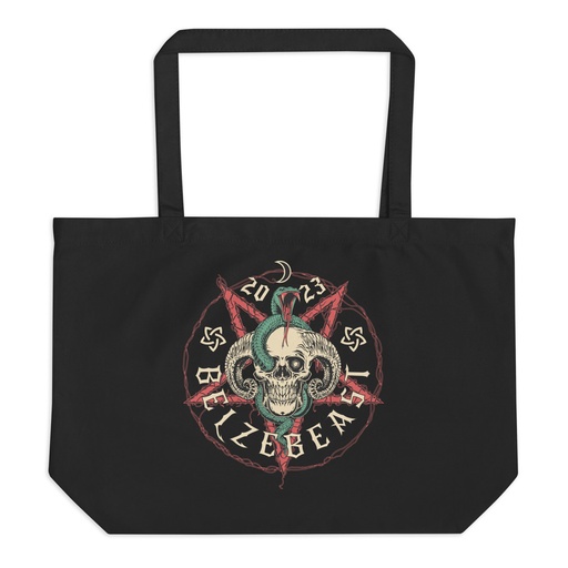 [ID: 378-G181] Belzebeast Pentagram - Halloween Skull with Snake Large Eco Tote