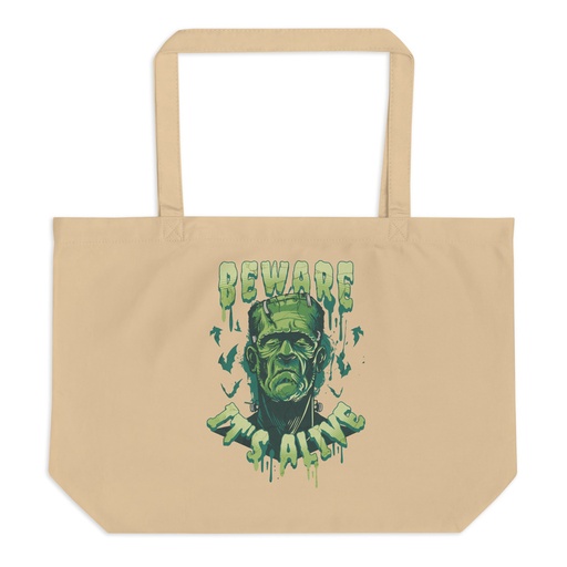 [ID: 378-G197] Beware of Frankenstein - Scary Halloween Large Eco Tote