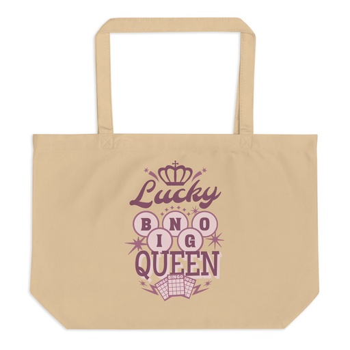 [ID: 378-G209] Bingo Queen - Retro Crown Large Eco Tote