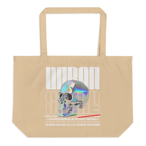 [ID: 378-G213] Black 3D Skull Large Eco Tote