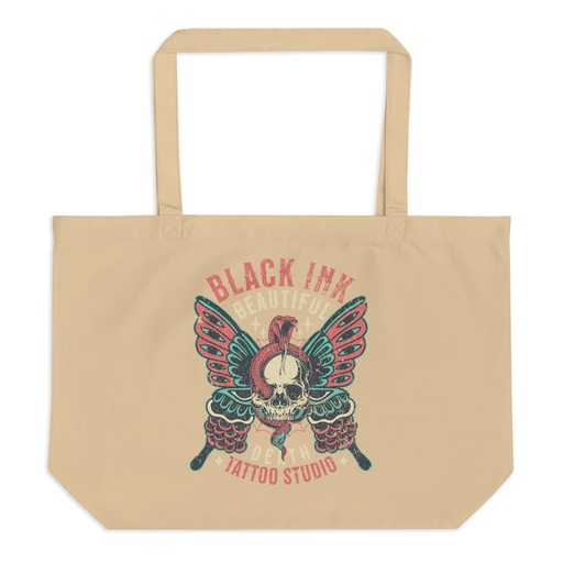 [ID: 378-G225] BLACK INK TATTOO Large Eco Tote