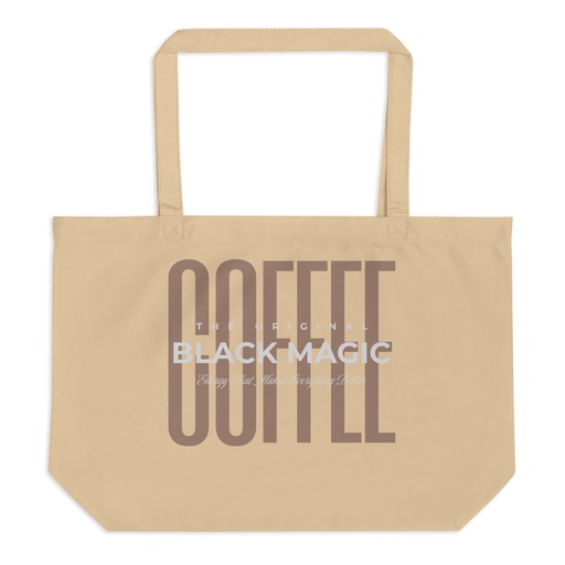 [ID: 378-G226] Black Magic - Minimal Modern Coffee Quote Large Eco Tote
