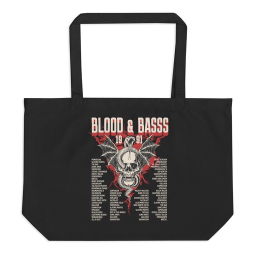 [ID: 378-G236] Blood & Basss - Snake and Skull Large Eco Tote