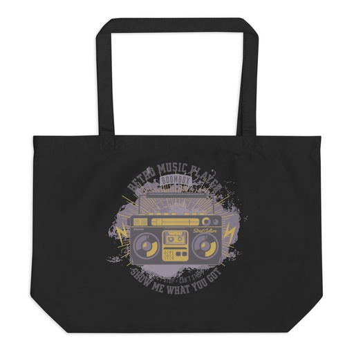 [ID: 378-G253] Boombox Music Player - Retro Large Eco Tote
