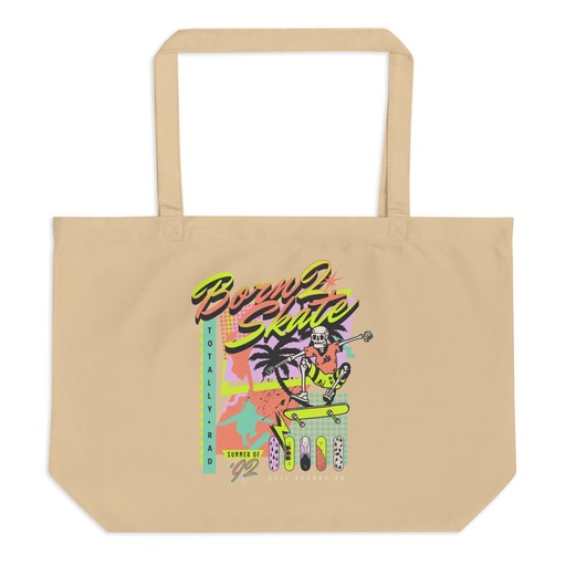 [ID: 378-G256] Born 2 Skate - Retro Skeleton Large Eco Tote