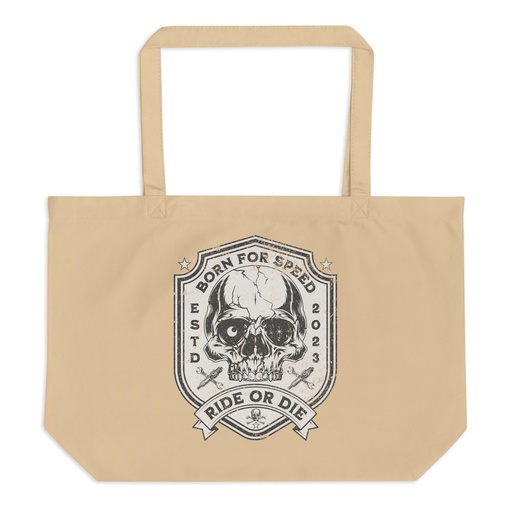 [ID: 378-G258] BORN FOR SPEED RIDE OR DIE Large Eco Tote