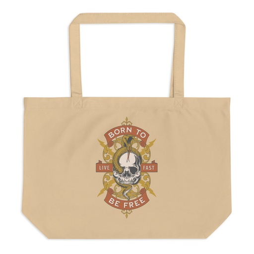 [ID: 378-G259] Born To Be Free - Skull Large Eco Tote