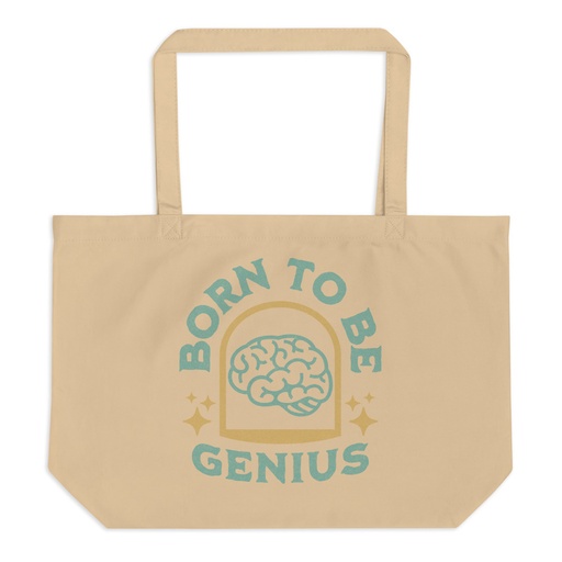 [ID: 378-G260] Born To Be Genius - Brain Large Eco Tote