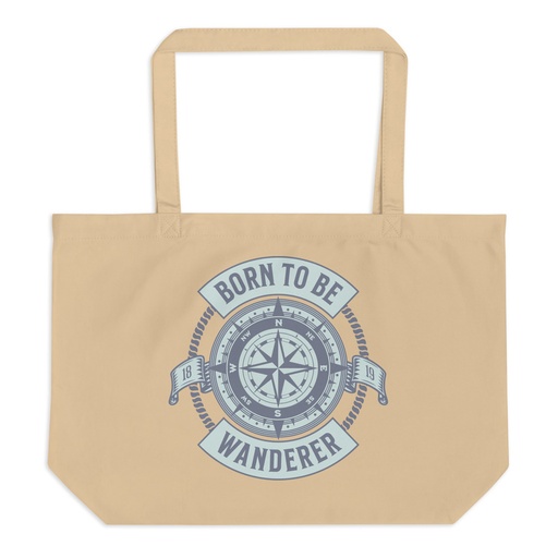 [ID: 378-G261] Born to be Wanderer - Compass Large Eco Tote