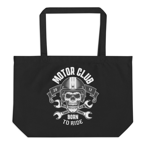 [ID: 378-G268] Born to Ride - Biker Club Skull  Large Eco Tote