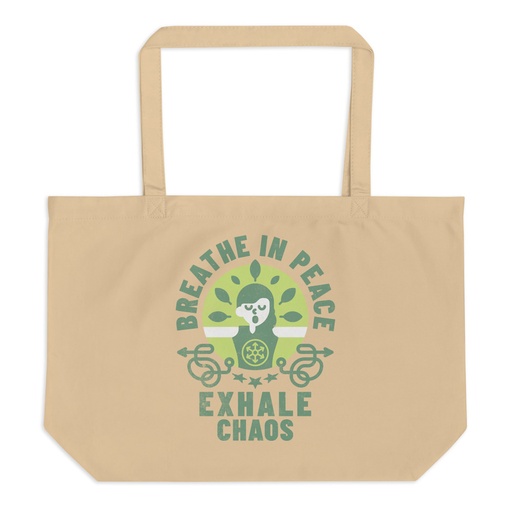 [ID: 378-G284] Breathe in peace, exhale chaos Large Eco Tote