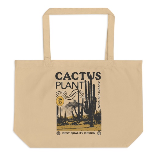 [ID: 378-G304] Cacus Plant - Desert Large Eco Tote