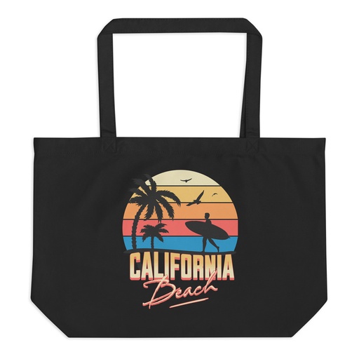 [ID: 378-G312] California Beach - Retro Surf Large Eco Tote