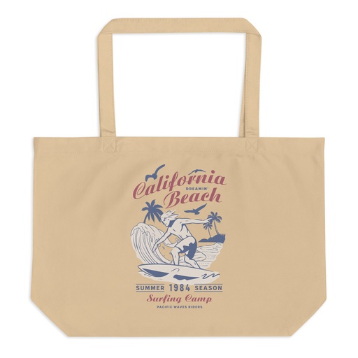 [ID: 378-G313] California Beach Surfing Large Eco Tote