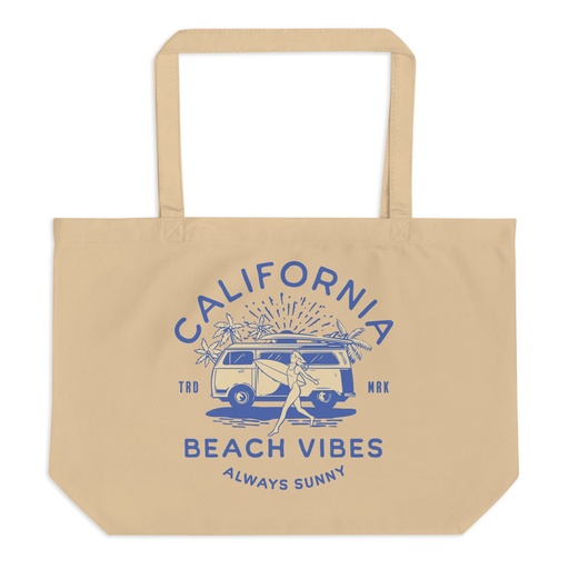 [ID: 378-G314] California Beach Vibes - Retro Camper Van Large Eco Tote